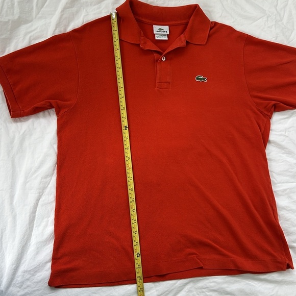 LACOSTE Mens Solid Pique Polo Golf Shirt Short Sleeves Pique Collared Orange L - Picture 4 of 6
